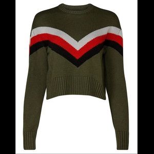 Olive Green Knit Chevron Sweater